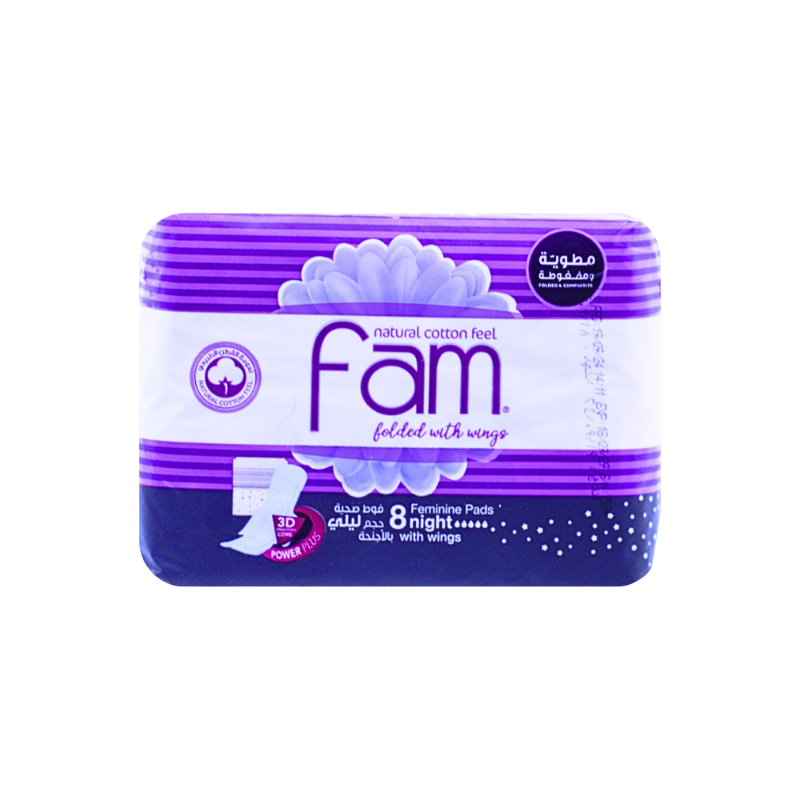 FAM PADS FOLDED W\WINGS NIGHT 8PADS null