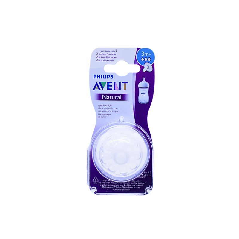 PHILIPS AVENT TEAT NATURAL +3M 4 FLOW 2PCS