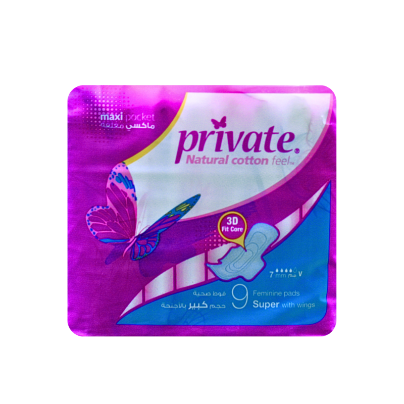 PRIVATE PADS MAXI W\WINGS SUPER 9PADS null