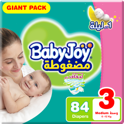 BABYJOY COMPRESSED DIA (3) MEDIUM 6-12KG 84DIA