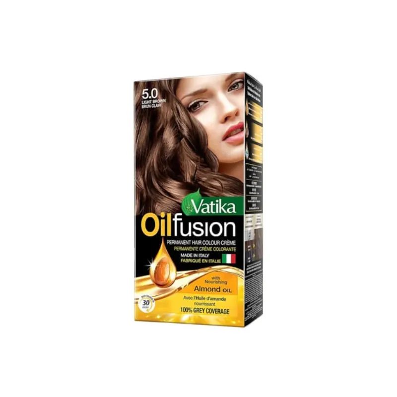 vatika oilfusion color almond oil light brown 5.0| almujtama pharmacy