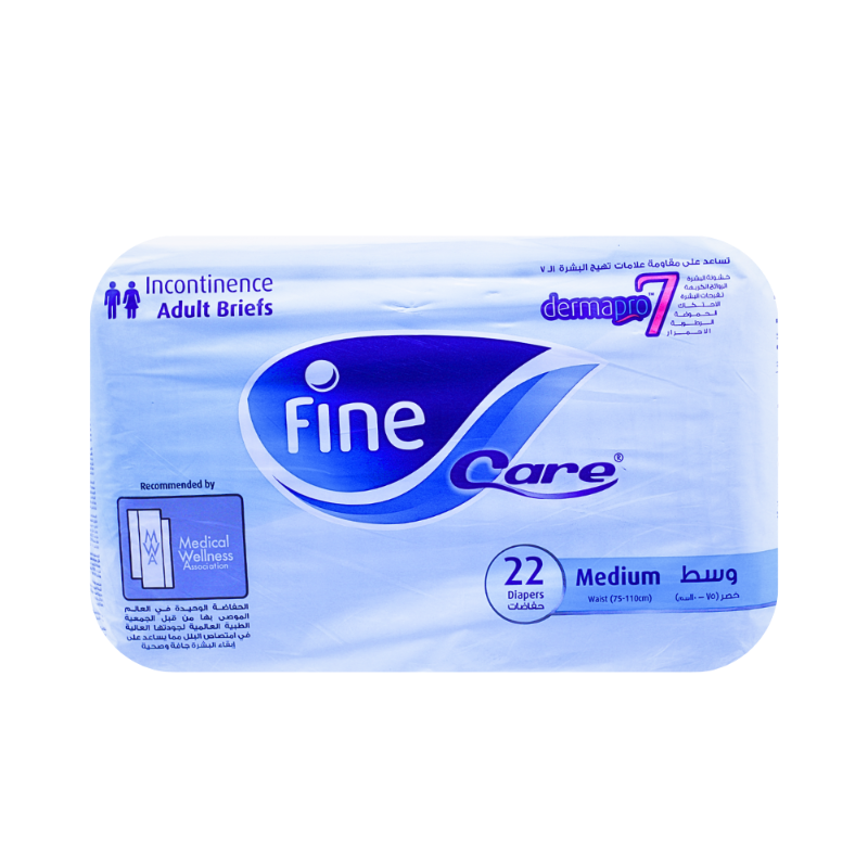 فاين كير حفائظ للبالغين، مقاس وسط، خصر 75-110 سم، 22 حفاض