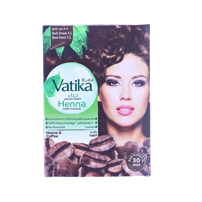 فاتيكا حنة ملونة بالكركديه بالقهوة بني غامق 4.5 فاتيكا حنة ملونة بالكركديه بالقهوة بني غامق 4.5