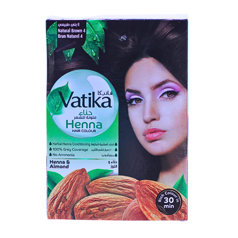 VATIKA HENNA COLOR ALMOND NATURAL BROWN 4