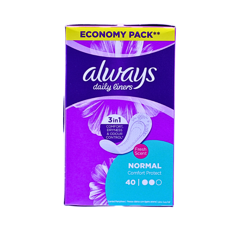 أولويز فوط صحية نسائية يومية عادية كمفورت - 40 فوطة