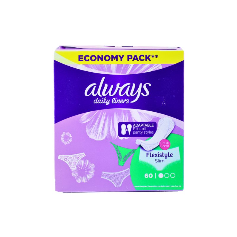 أولويز فوط صحية نسائية يومية عادية معطرة ومرنة - 60 فوطة