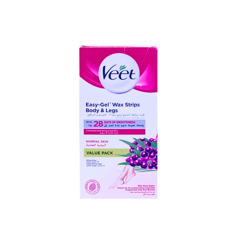 VEET WAX STRIPS EASY LEGS&BODY N.SKIN 40PCS+4WIPES