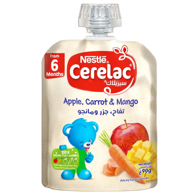 CERELAC BABY PUREE APPLE&CARROT&MANGO 6M 90G