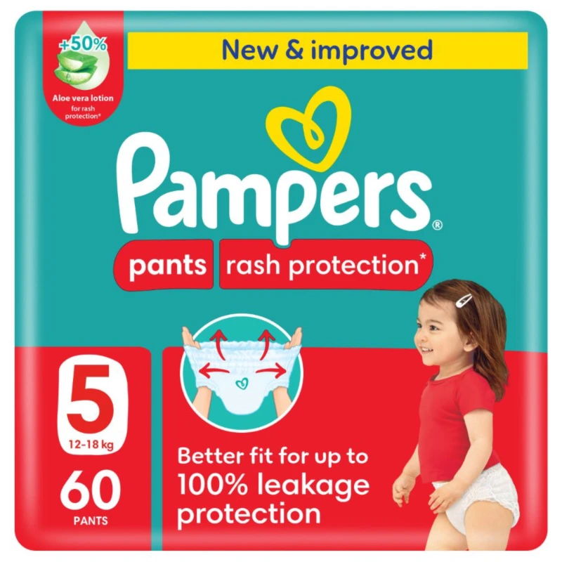 PAMPERS RASH PROTECT PANTS DIA (5) 12-18KG 60DIA