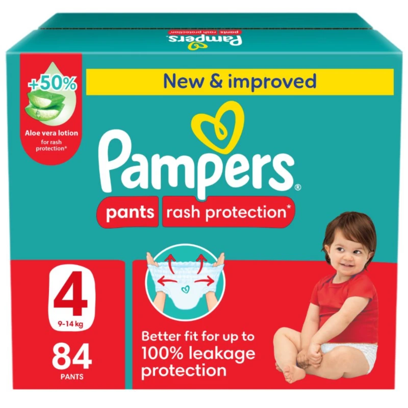 PAMPERS RASH PROTECT PANTS DIA (4) 9-14KG 84DIA