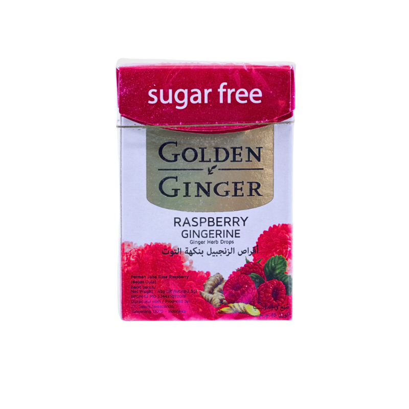 GOLDEN GINGER DROPS RASPBEERY&GINGER SU.FREE 45G