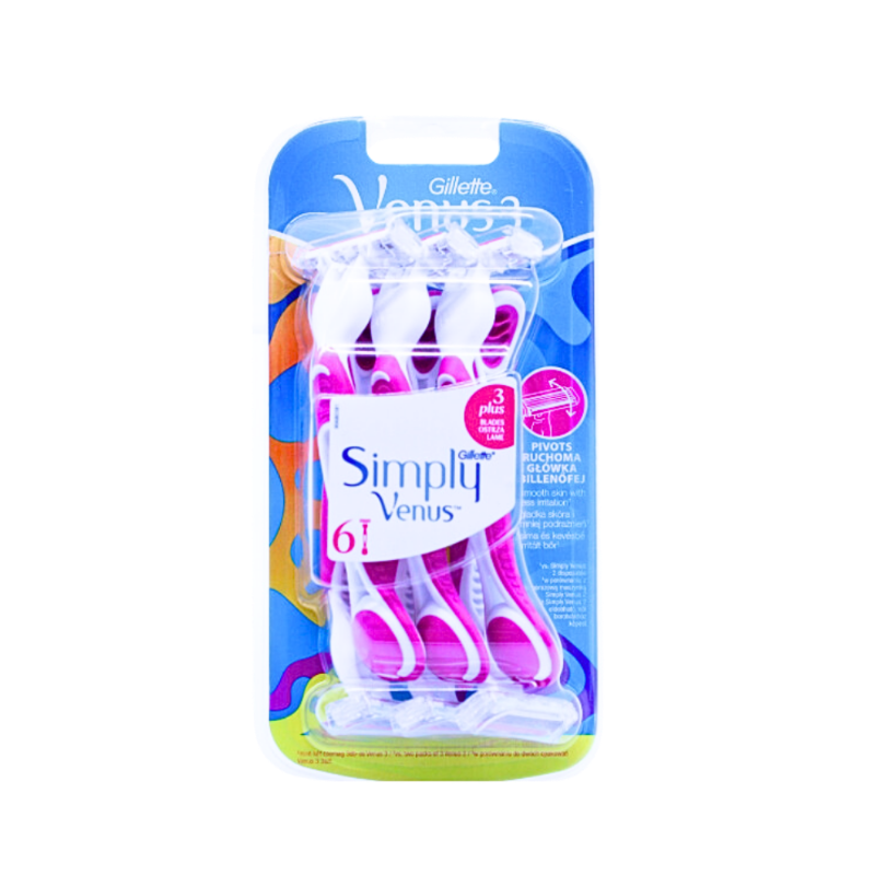 GILLETTE VENUS SIMPLY (3) RAZOR 6PCS