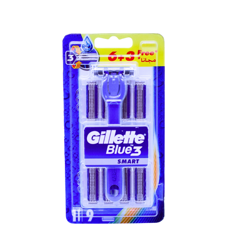 GILLETTE BLUE3 SMART RAZOR 9PCS 6+3 FREE