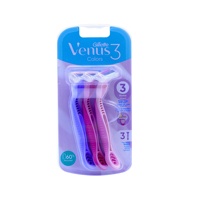 جيليت فينوس3 كولرز شفرة حلاقة 3قطع