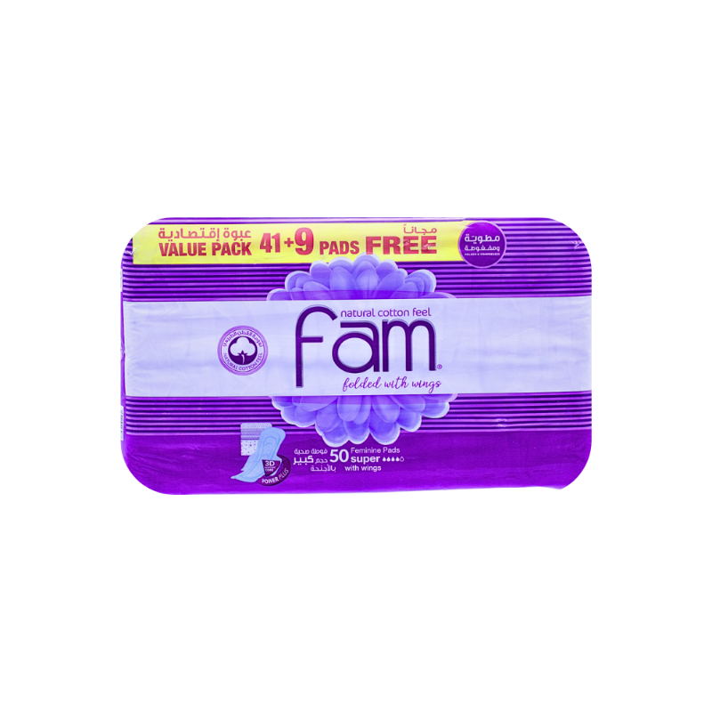 FAM PADS FOLDED W\WINGS SUPER 50PADS null
