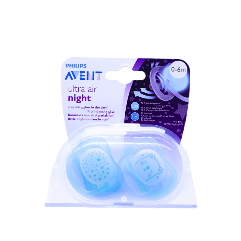 AVENT AIR NIGHT SOOTHER SILICONE 0-6M BOYS 2PCS