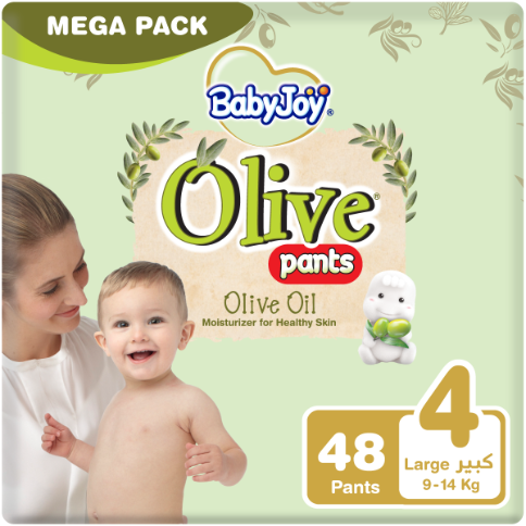 BABYJOY OLIVE DIA PATNS (4) LARGE 9-14KG 48DIA