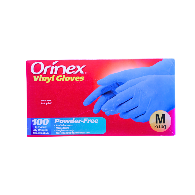 ORINEX GLOVES VINYL P.FREE BLUE MEDIUM 100PCS