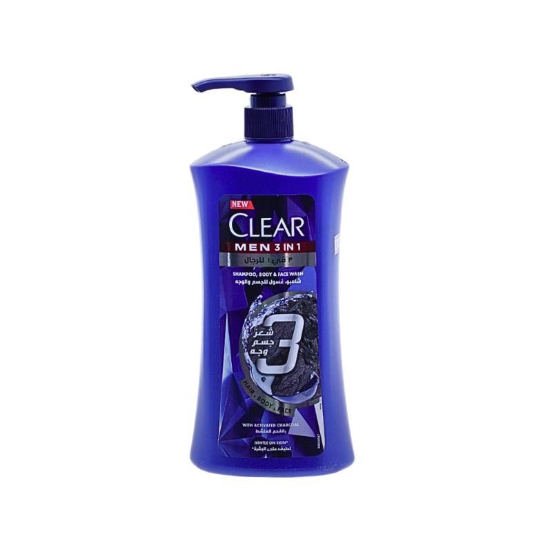 CLEAR MEN SHAMP ACTIVATED CHARCOAL 3IN1 900ML