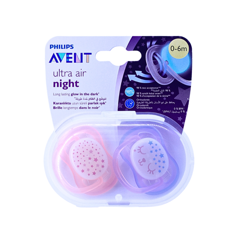 AVENT AIR NIGHT SOOTHER SILICONE 0-6M GIRLS 2PCS