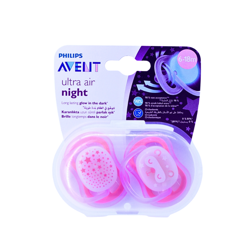 AVENT AIR NIGHT SOOTHER SILICONE 6-18M GIRLS 2PCS