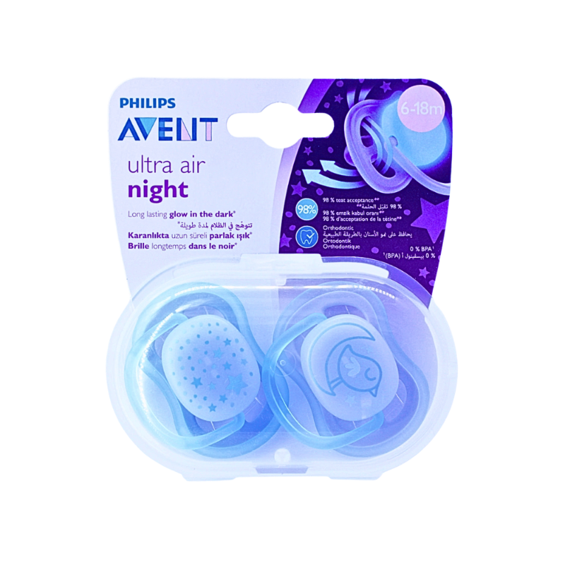 AVENT AIR NIGHT SOOTHER SILICONE 6-18M BOYS 2PCS