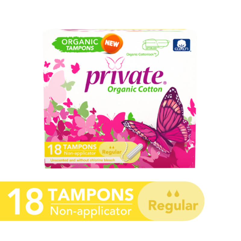 Private Organic Tampons Regular 18 Pcs