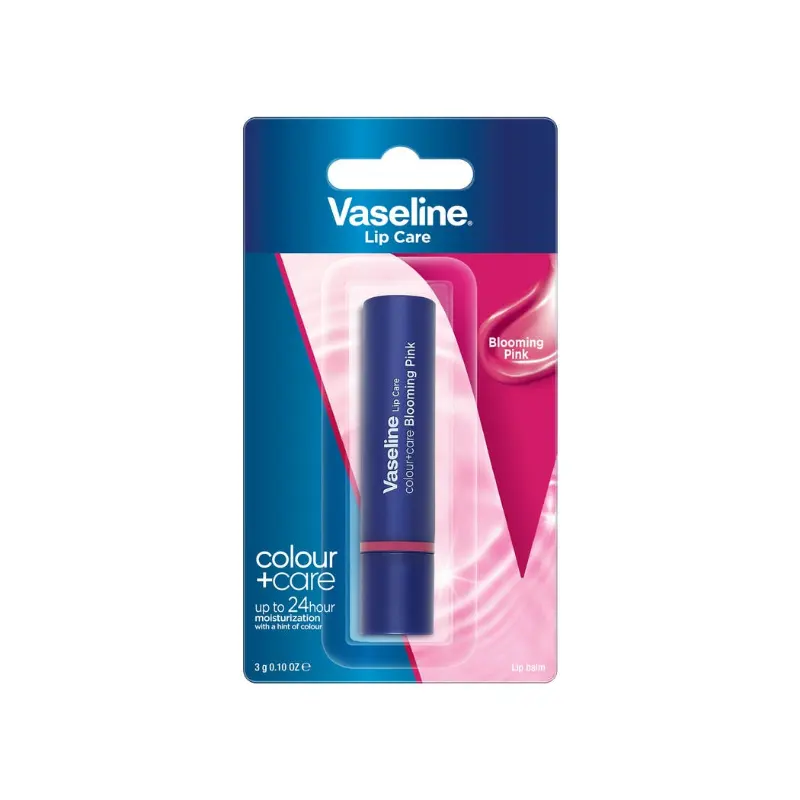 VASELINE LIP BALM COLOUR+CARE BLOOMING PINK 3G vaseline lip balm colour+care blooming pink 3g| almujtama pharmacy