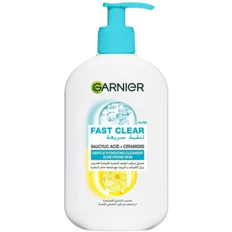 garnier fast clear gentle hydrating cleanser 250ml| almujtama pharmacy