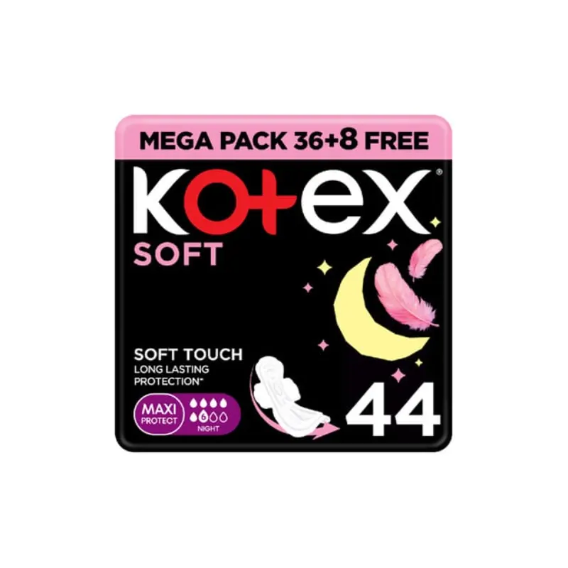 kotex maxi soft night 44pcs| almujtama pharmacy