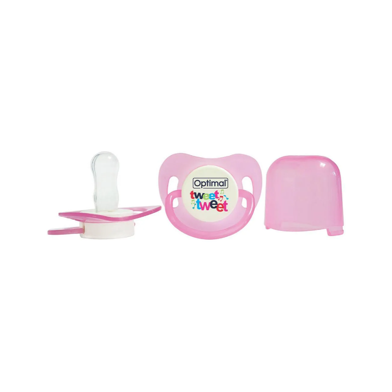 Optimal Round Nipple Silicone Pacifier 6M+ Pink