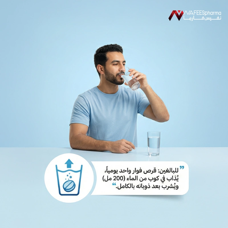 نفيس فارما كالسيوم فيتامين ك2+د 20 قراص فوار