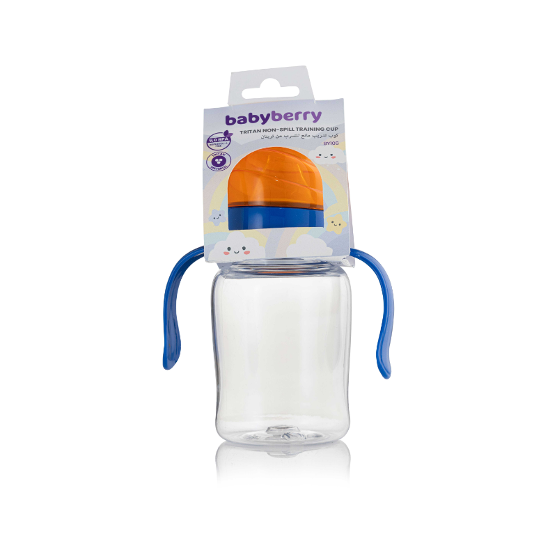 BABYBERRY NO SPILL PLAS HANDLE TRAINING CUP BLUE BABYBERRY NO SPILL PLAS HANDLE TRAINING CUP BLUE