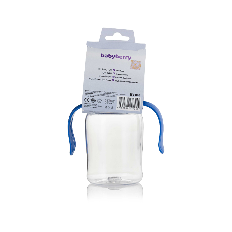 BABYBERRY NO SPILL PLAS HANDLE TRAINING CUP BLUE BABYBERRY NO SPILL PLAS HANDLE TRAINING CUP BLUE