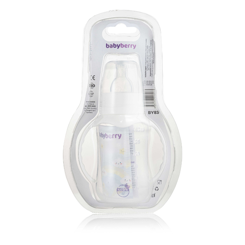 BABYBERRY PLAS BOTTLE WITH HANDLE 0-6M 150ML