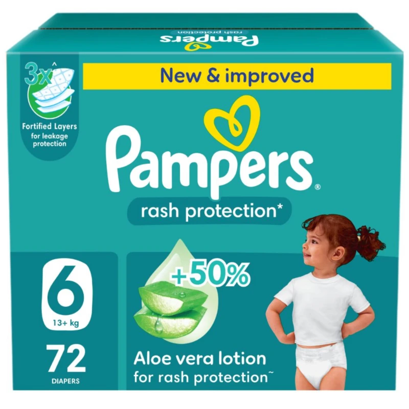 PAMPERS RASH PROTECT DIA (6) +13KG 72DIA