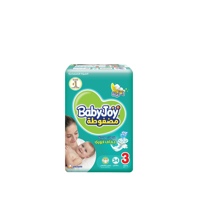 BABYJOY COMPRESSED DIA (3) MEDIUM 6-12KG 34DIA