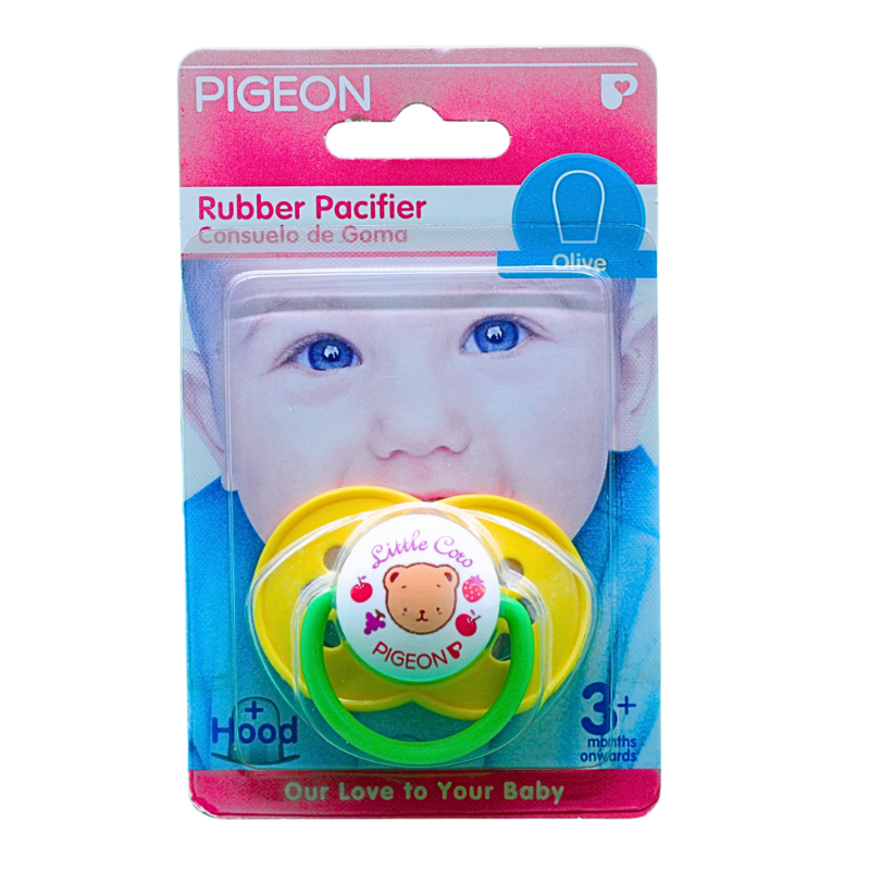 PIGEON PACIFIER RUBBER YELLOW OLIVE +3M