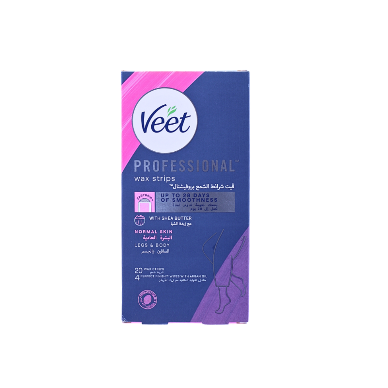 VEET WAX STRIPS PRO LEGS&BODY SHEA 20PCS+4WIPES