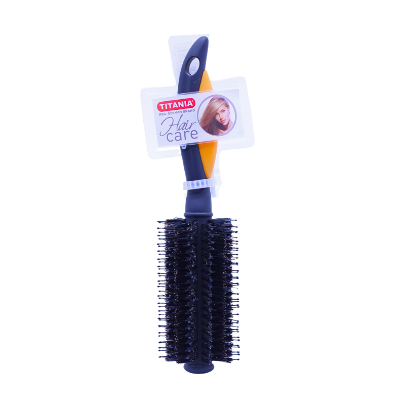 TITANIA HAIR BRUSH PLASTIC BLACK&ORANGE 1340 null