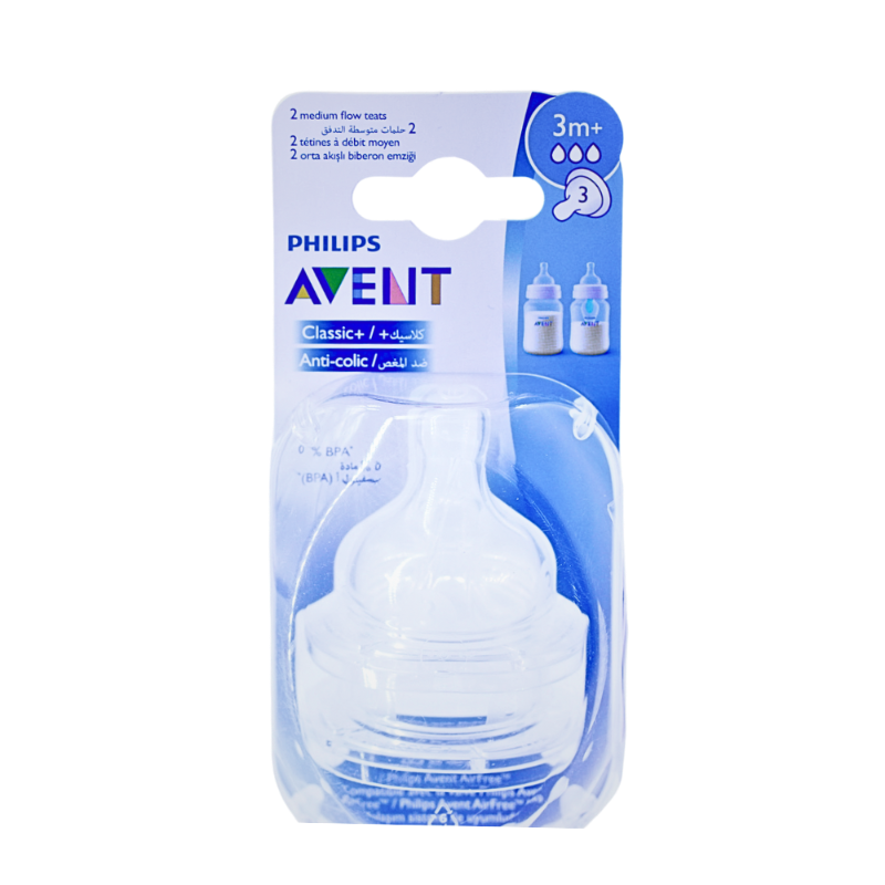 PH AVENT TEAT ANTI-COLIC CLASSIC +3M MEDIUM 2PCS