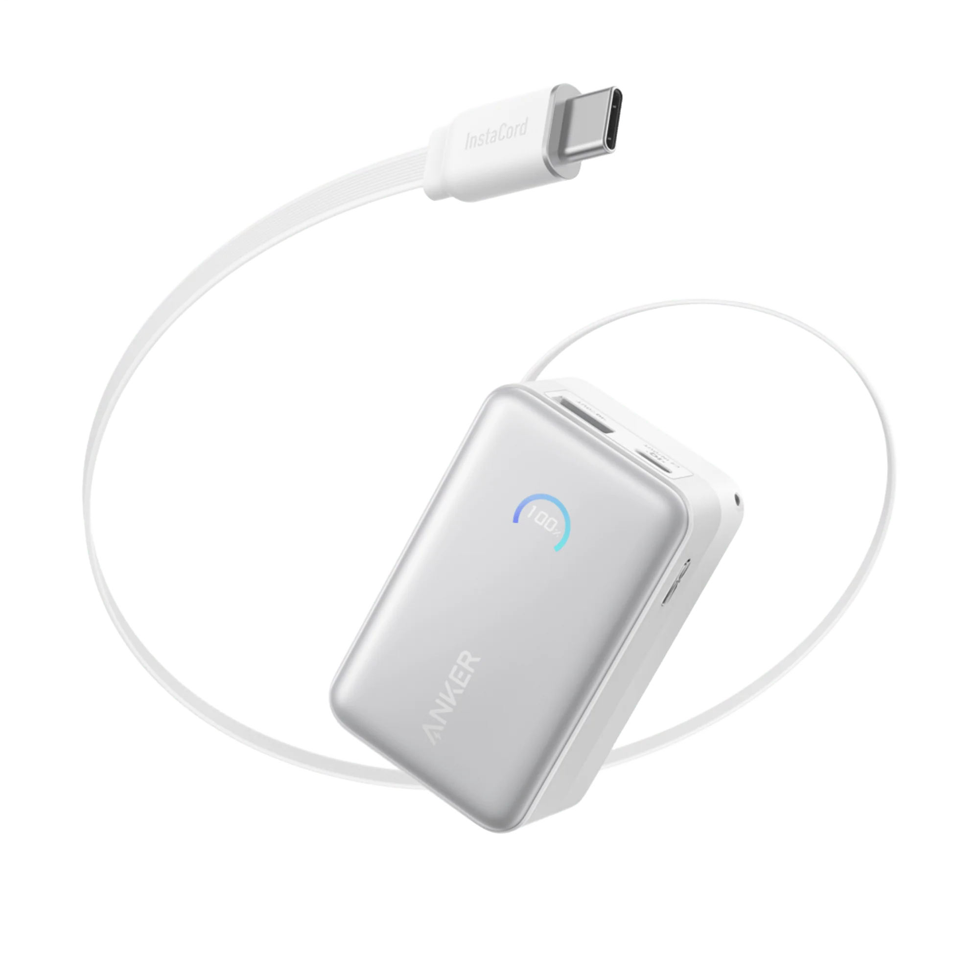 Anker Nano Power Bank 10,000mAH 45W, Built-In Retractable USB-C Cable - White | A1638H21 Anker Nano Power Bank 10,000mAH 45W, Built-In Retractable USB-C Cable - White | A1638H21