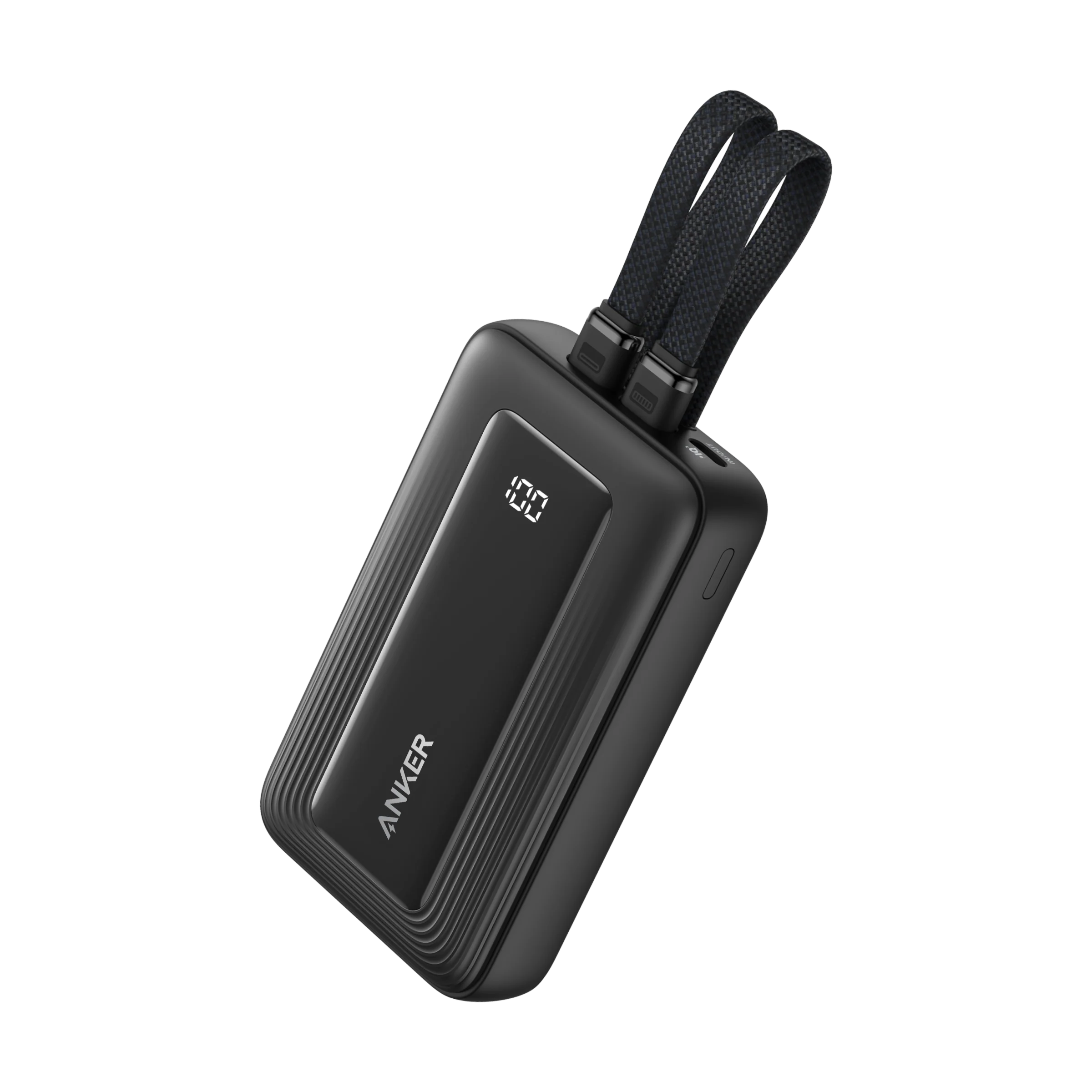 باور بنك أنكر زولو 10,000 ملي أمبير ـ 35 واط مع كابلين USB-C مدمج ، أسود | A110LH12