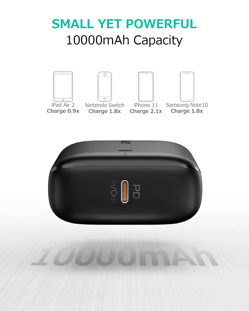 أوكي ميني باور بانك 10,000 مللي أمبير بقدرة 20 واط PD - أسود | PB-N83S