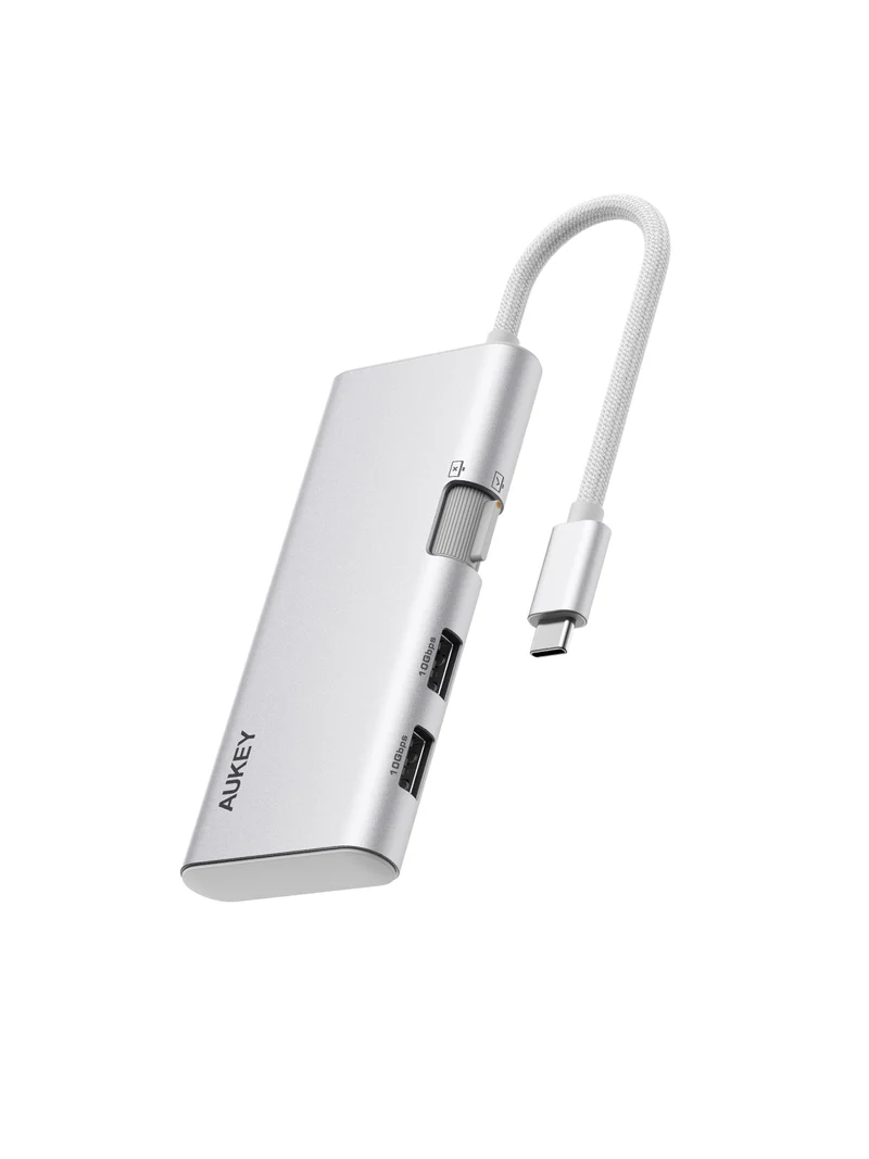 Aukey OfficeDok 6-in-1 USB-C Hub - Gray | UH-CUH02 Aukey OfficeDok 6-in-1 USB-C Hub - Gray | UH-CUH02
