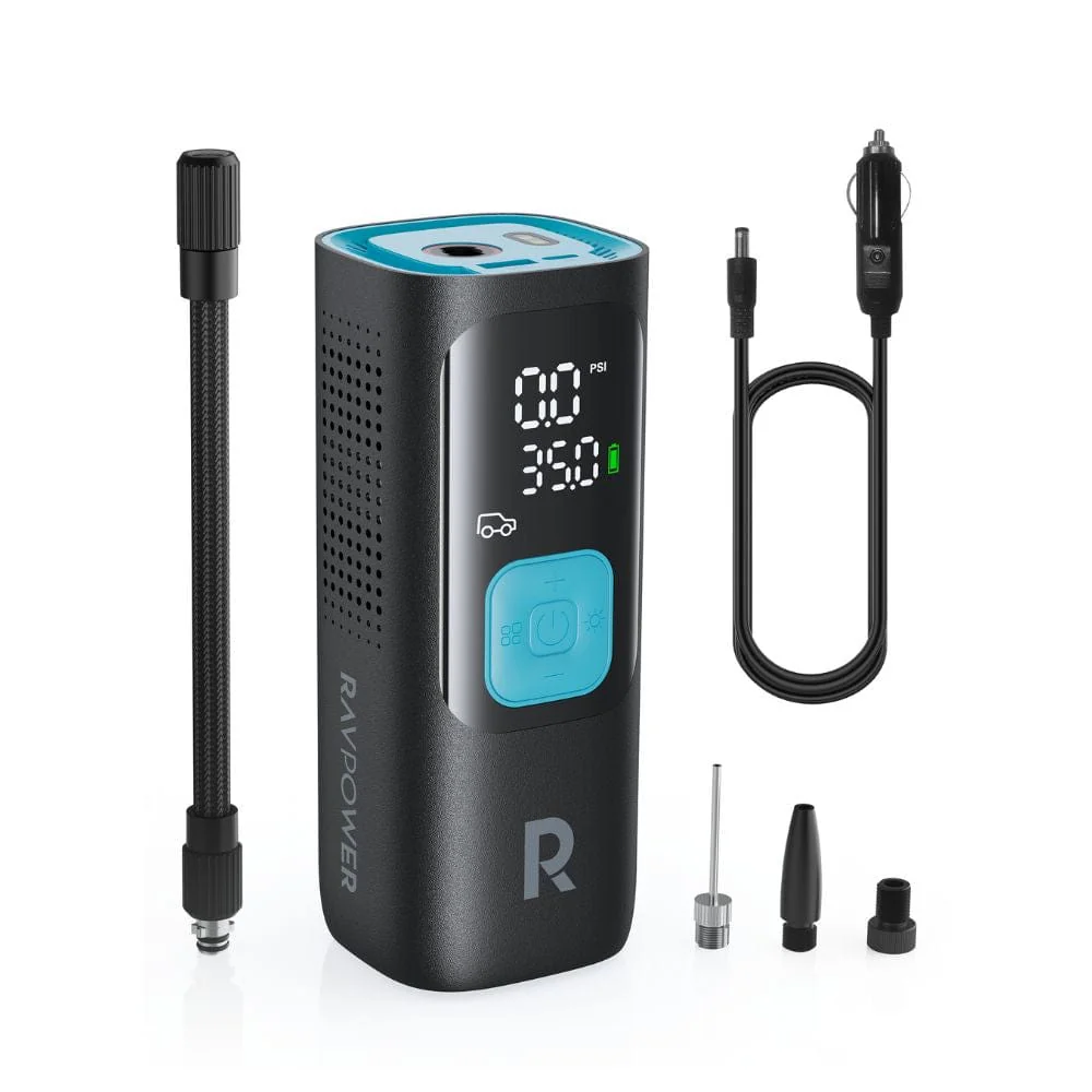 RavPower 3 in 1 Smart Air Compressor With Power Bank And Led Flashlight - Black | pb1233