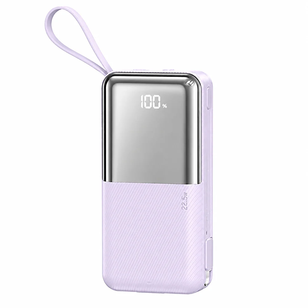 Remax Power Bank Cynlle Mini 10000mAh 20W And 22.5W with 2 Fast Charging Cables - Purple | RPP-678