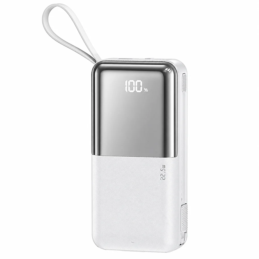 Remax Power Bank Cynlle Mini 10000mAh 20W And 22.5W with 2 Fast Charging Cables - Silver | RPP-678