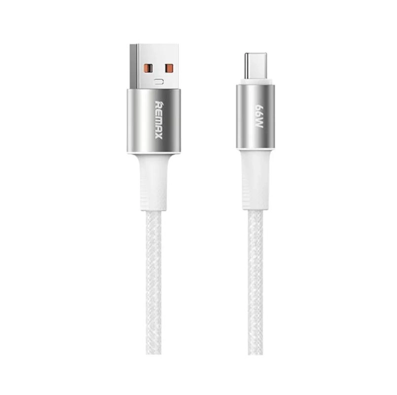 Remax USB-A to USB-C Fast Charging Data Cable 66W Aluminum Alloy Braided - White | RC-C099