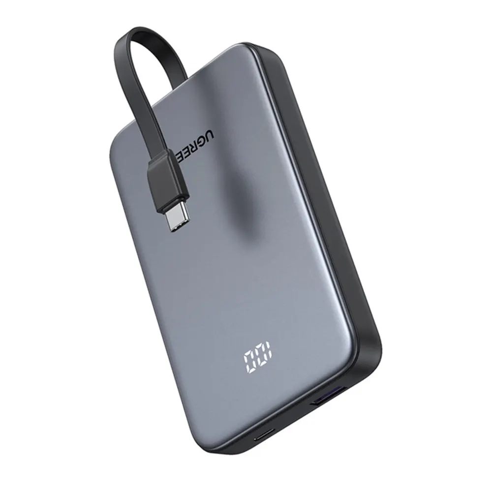 Ugreen Power Bank 10,000mAh 20W with Built-in Cable - Gray | PB526
